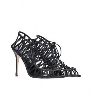 NEW MANOLO BLAHNIK women's hamza 105 leather sandals in black